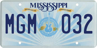 MS license plate MGM032