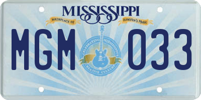 MS license plate MGM033