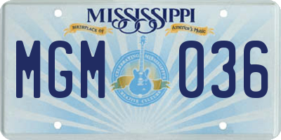 MS license plate MGM036