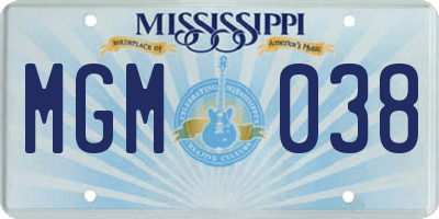 MS license plate MGM038