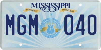 MS license plate MGM040