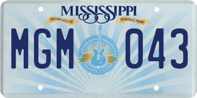 MS license plate MGM043