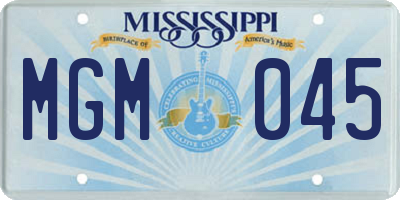 MS license plate MGM045