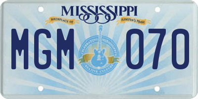 MS license plate MGM070