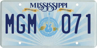 MS license plate MGM071