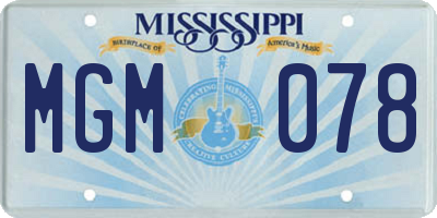 MS license plate MGM078