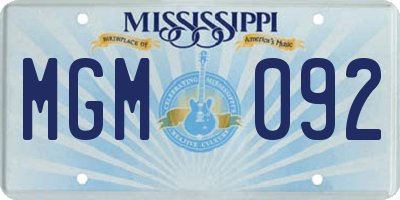 MS license plate MGM092