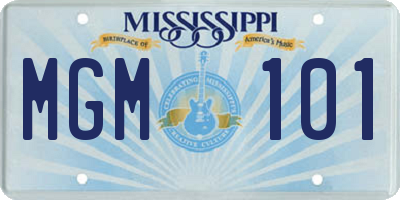 MS license plate MGM101
