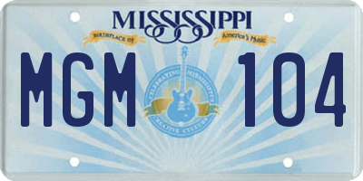 MS license plate MGM104