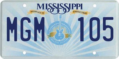 MS license plate MGM105
