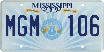 MS license plate MGM106