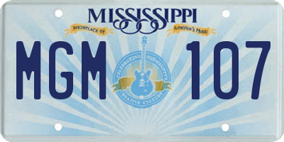 MS license plate MGM107