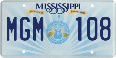 MS license plate MGM108