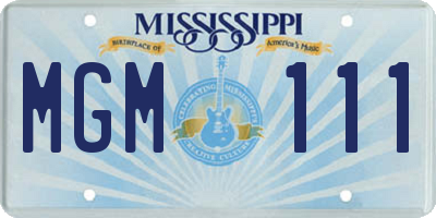 MS license plate MGM111