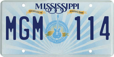 MS license plate MGM114