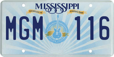 MS license plate MGM116