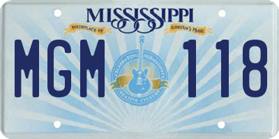 MS license plate MGM118