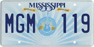 MS license plate MGM119