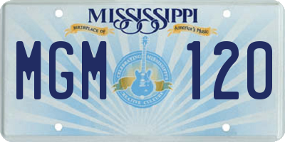 MS license plate MGM120