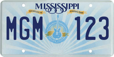 MS license plate MGM123