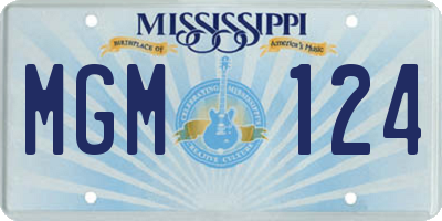 MS license plate MGM124