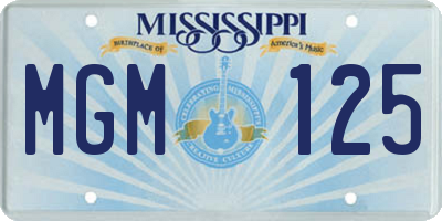 MS license plate MGM125
