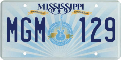 MS license plate MGM129