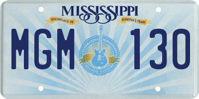 MS license plate MGM130