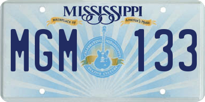 MS license plate MGM133