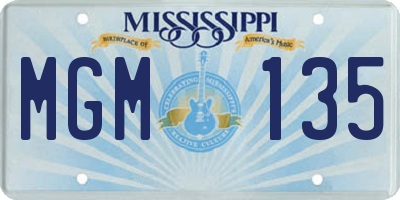 MS license plate MGM135