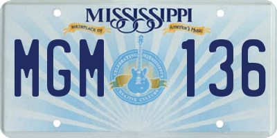 MS license plate MGM136