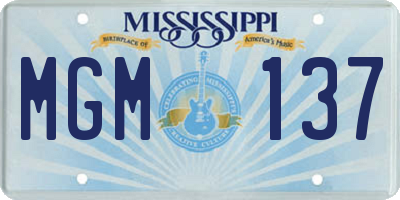 MS license plate MGM137