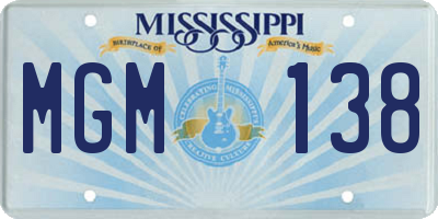 MS license plate MGM138