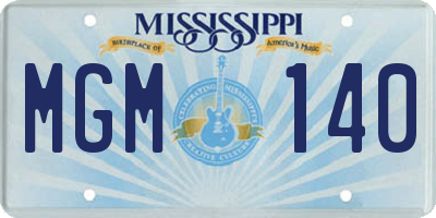 MS license plate MGM140