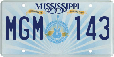 MS license plate MGM143