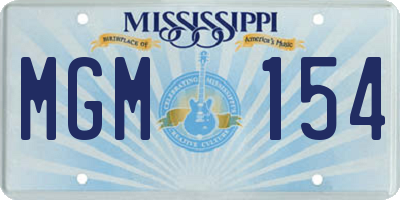MS license plate MGM154