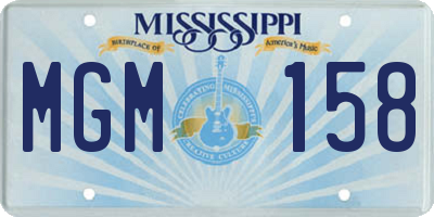 MS license plate MGM158