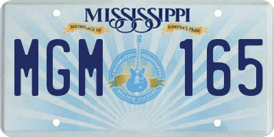 MS license plate MGM165