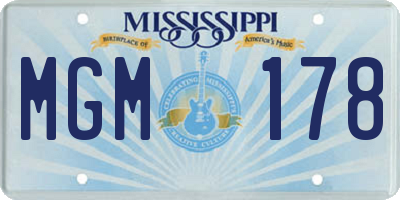 MS license plate MGM178