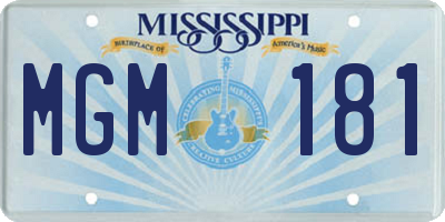 MS license plate MGM181