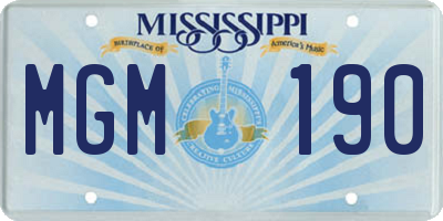 MS license plate MGM190