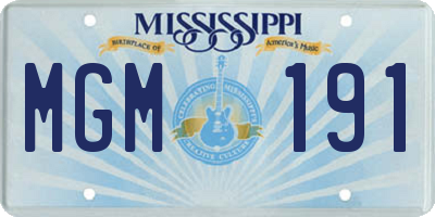 MS license plate MGM191