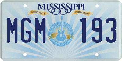MS license plate MGM193