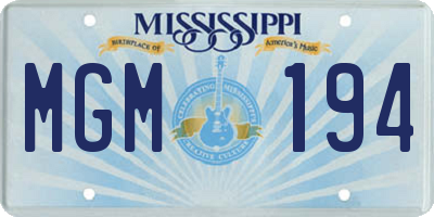 MS license plate MGM194
