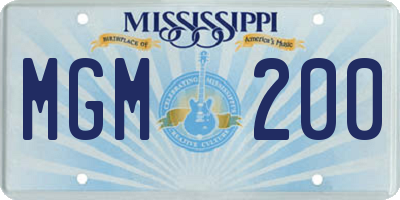 MS license plate MGM200