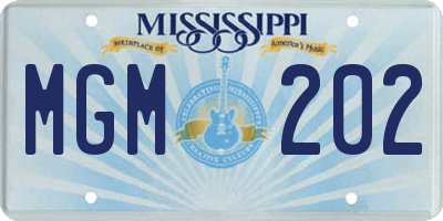MS license plate MGM202