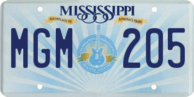 MS license plate MGM205