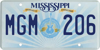 MS license plate MGM206