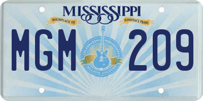 MS license plate MGM209