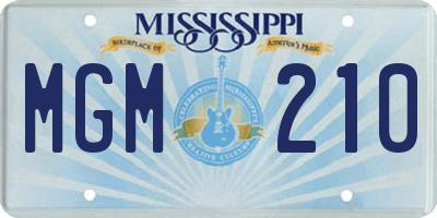 MS license plate MGM210